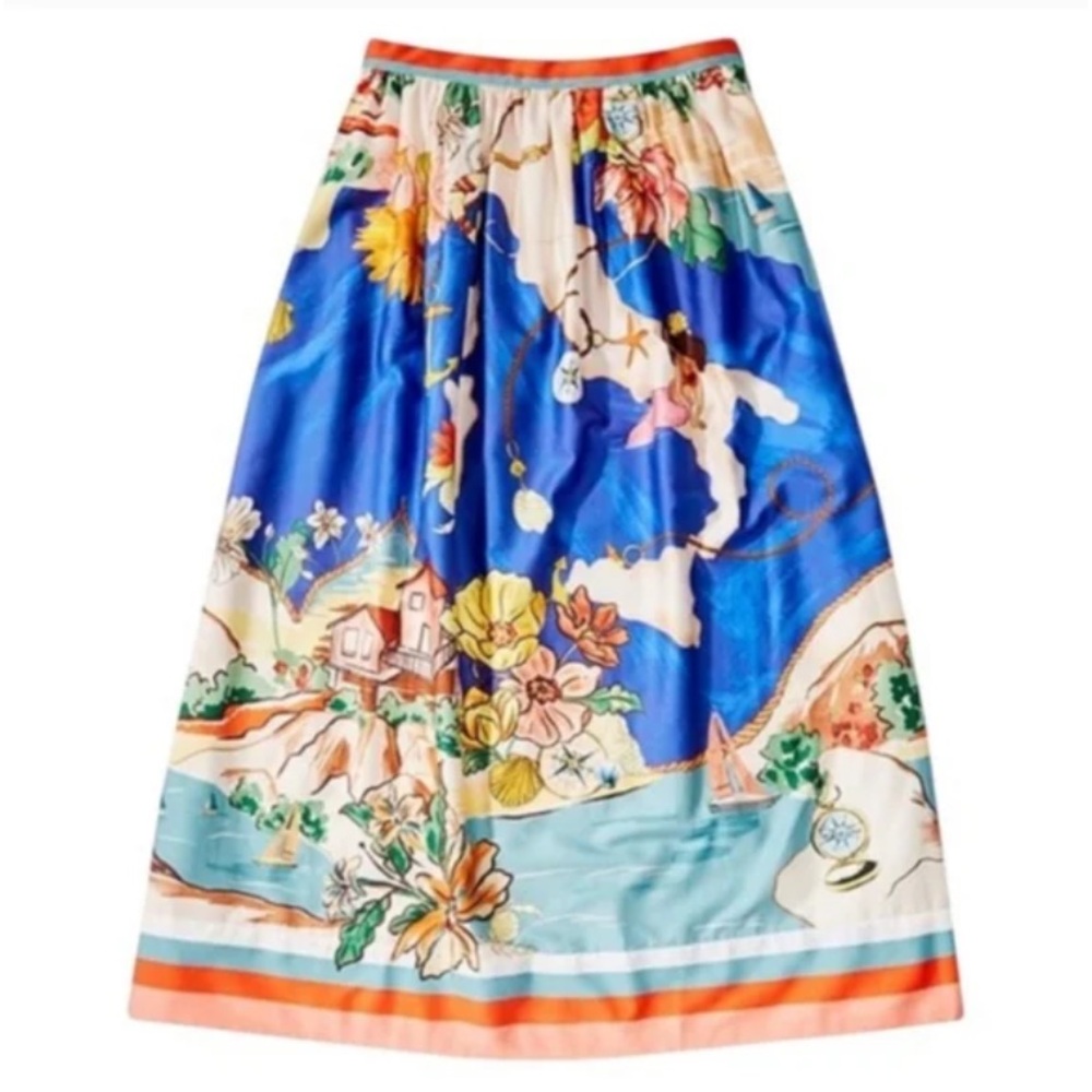 Antonio Melani Evie Woven Ocean Print High Rise A-Line Skirt